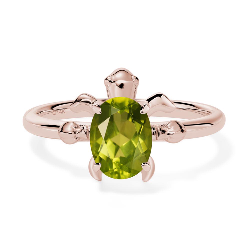 Oval Cut Peridot Turtle Ring - LUO Jewelry #metal_14k rose gold
