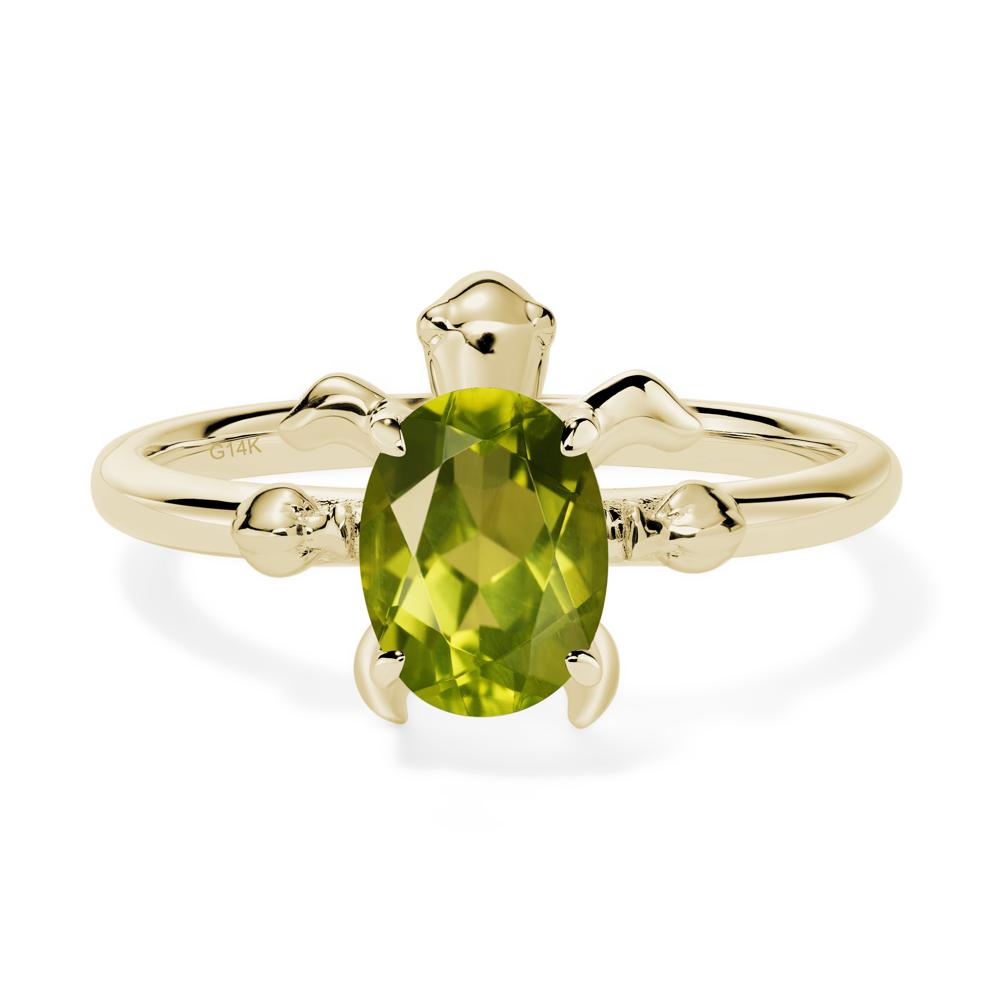 Oval Cut Peridot Turtle Ring - LUO Jewelry #metal_14k yellow gold