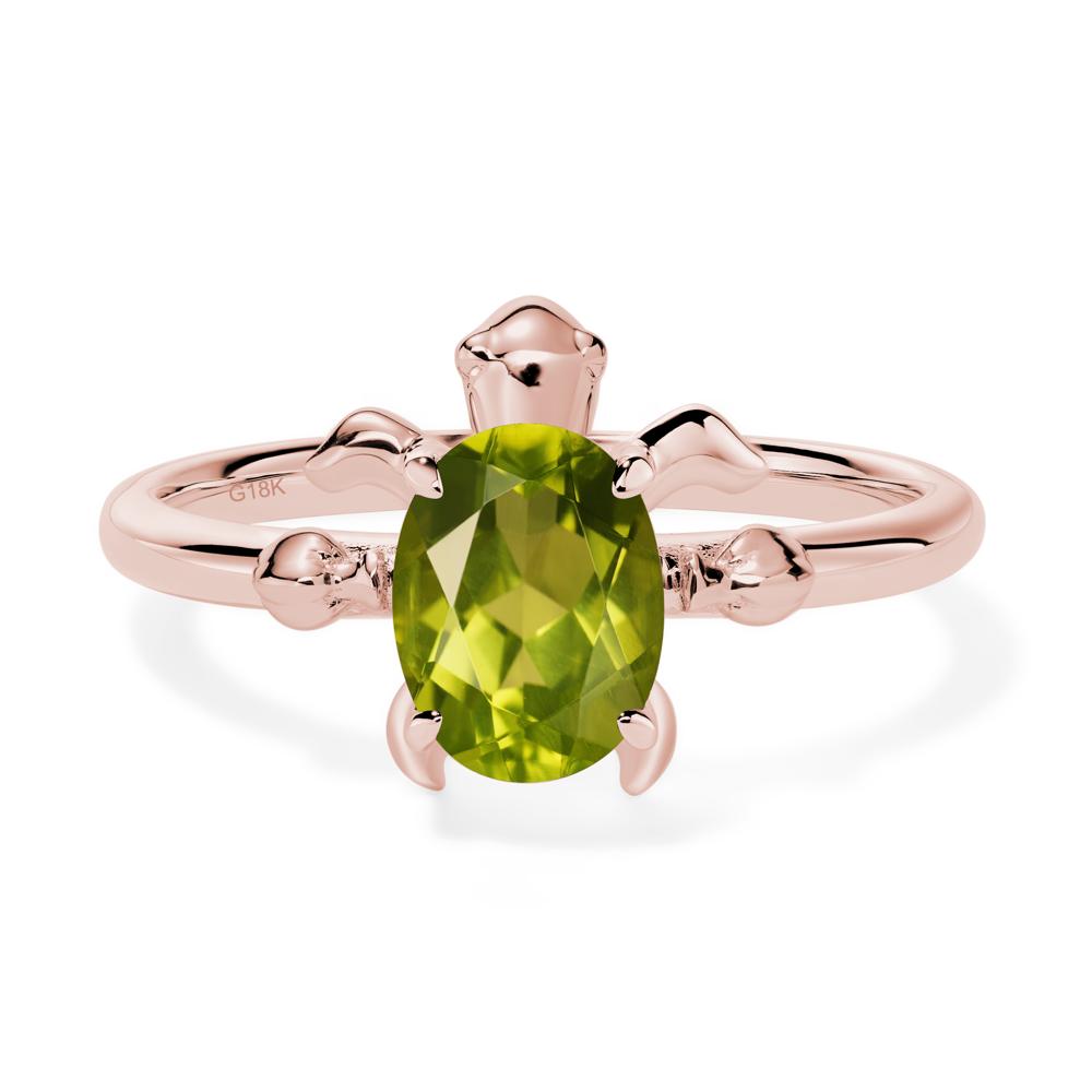 Oval Cut Peridot Turtle Ring - LUO Jewelry #metal_18k rose gold