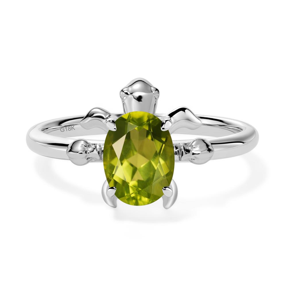 Oval Cut Peridot Turtle Ring - LUO Jewelry #metal_18k white gold