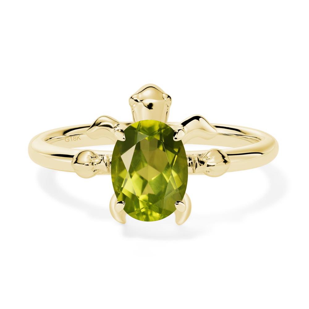 Oval Cut Peridot Turtle Ring - LUO Jewelry #metal_18k yellow gold