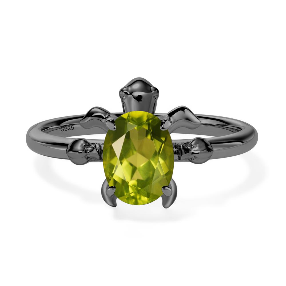 Oval Cut Peridot Turtle Ring - LUO Jewelry #metal_black finish sterling silver