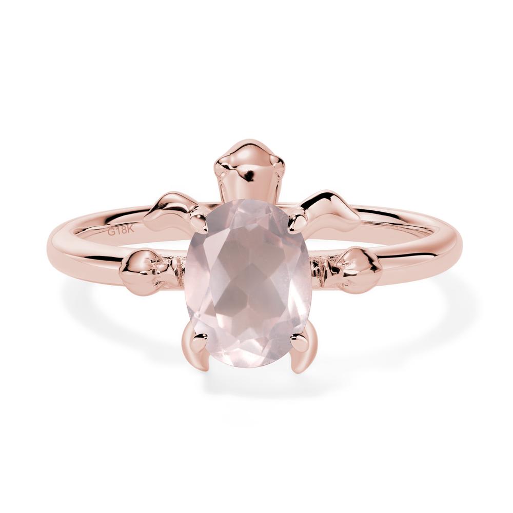 Oval Cut Rose Quartz Turtle Ring - LUO Jewelry #metal_18k rose gold