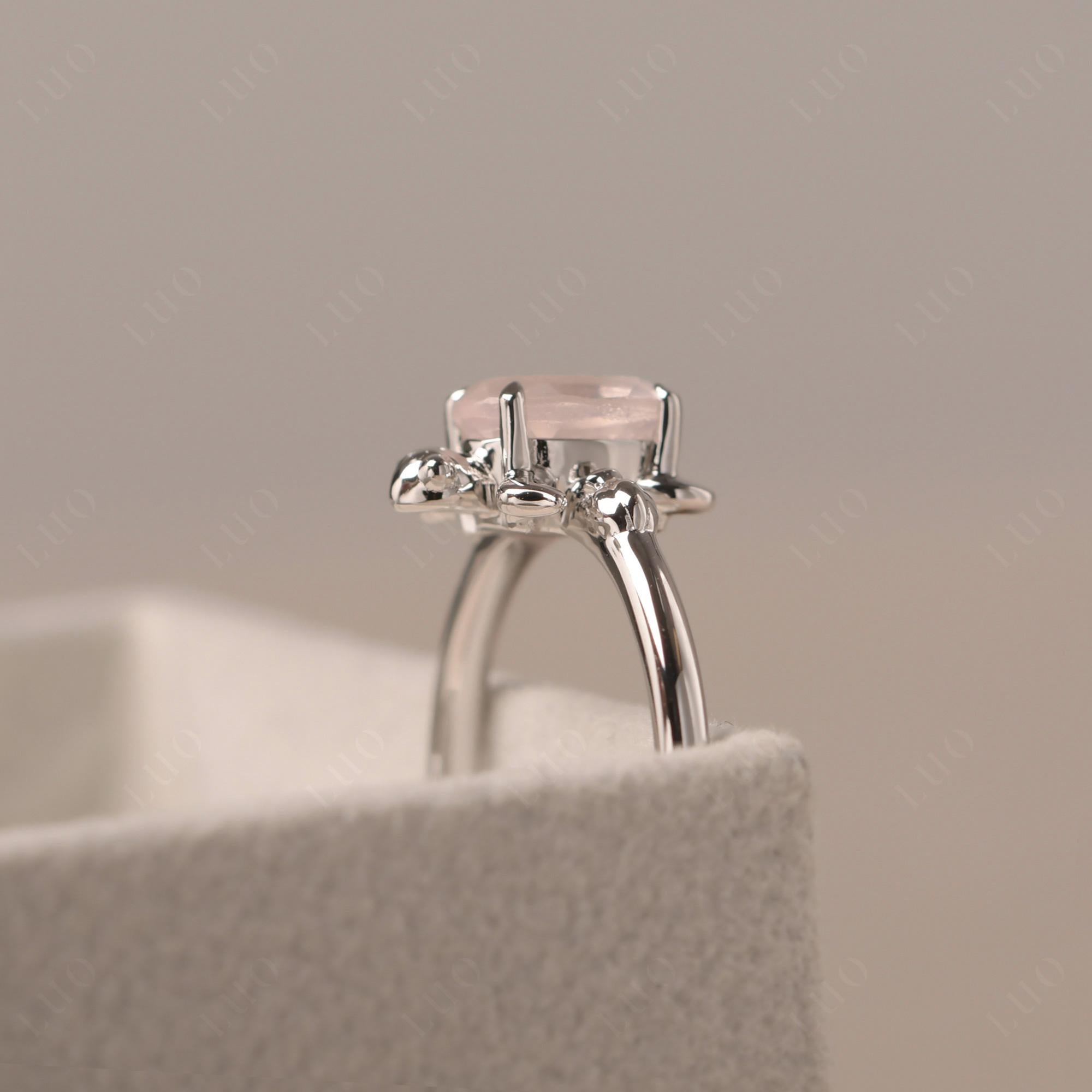 Oval Cut Rose Quartz Turtle Ring - LUO Jewelry
