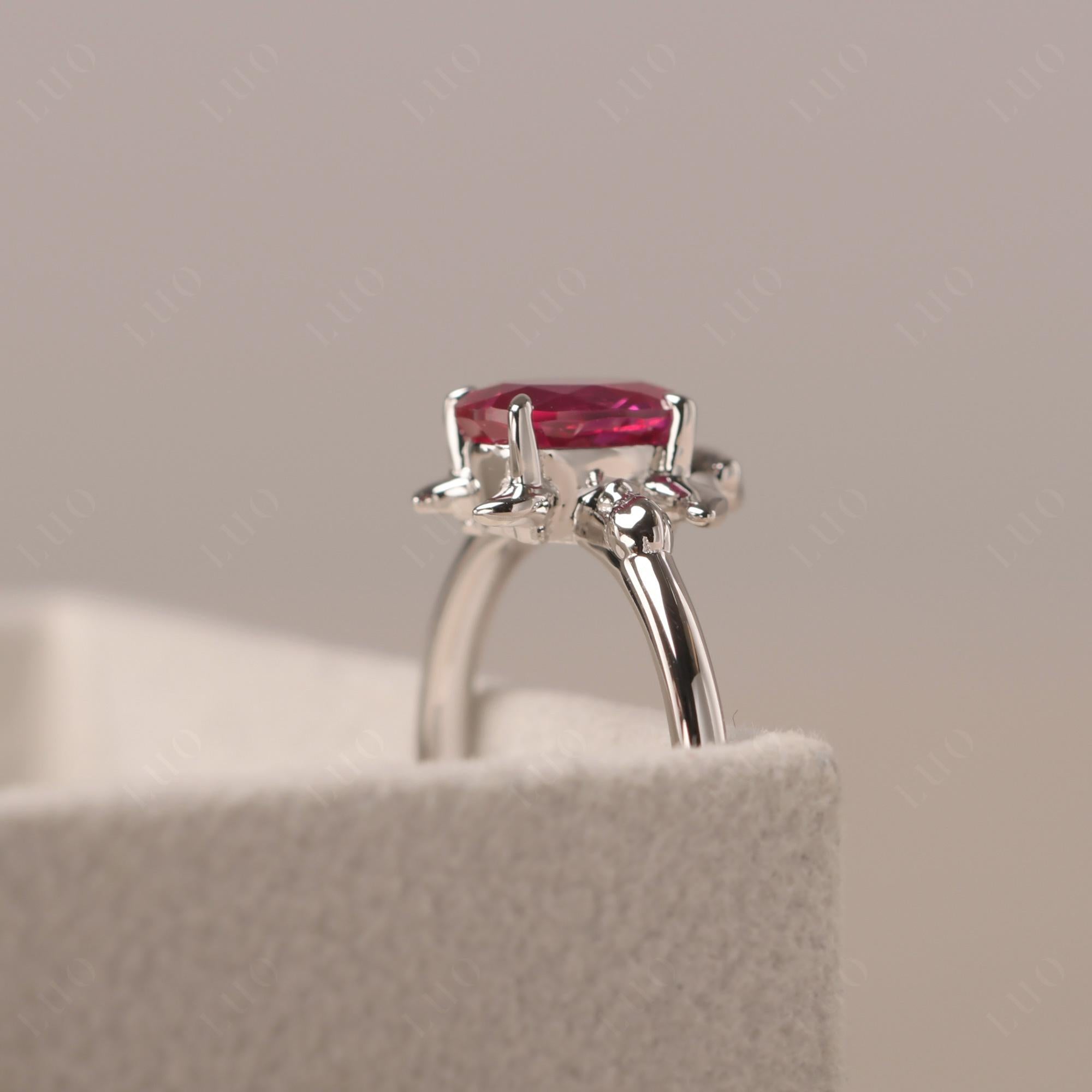 Oval Cut Lab Grown Ruby Turtle Ring - LUO Jewelry