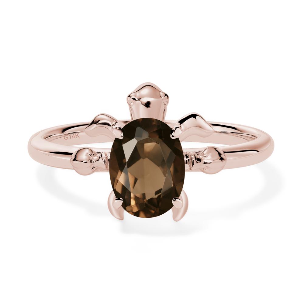 Oval Cut Smoky Quartz Turtle Ring - LUO Jewelry #metal_14k rose gold
