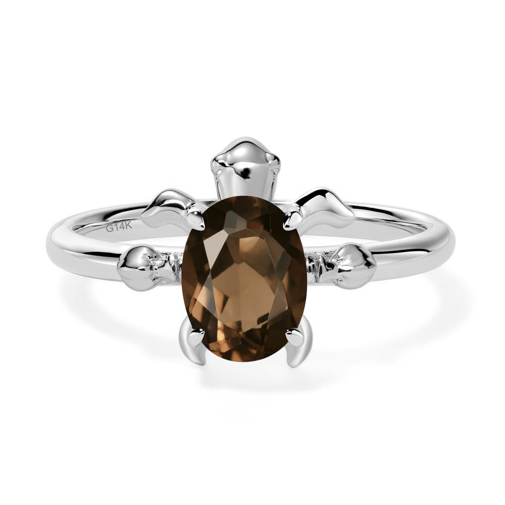 Oval Cut Smoky Quartz Turtle Ring - LUO Jewelry #metal_14k white gold
