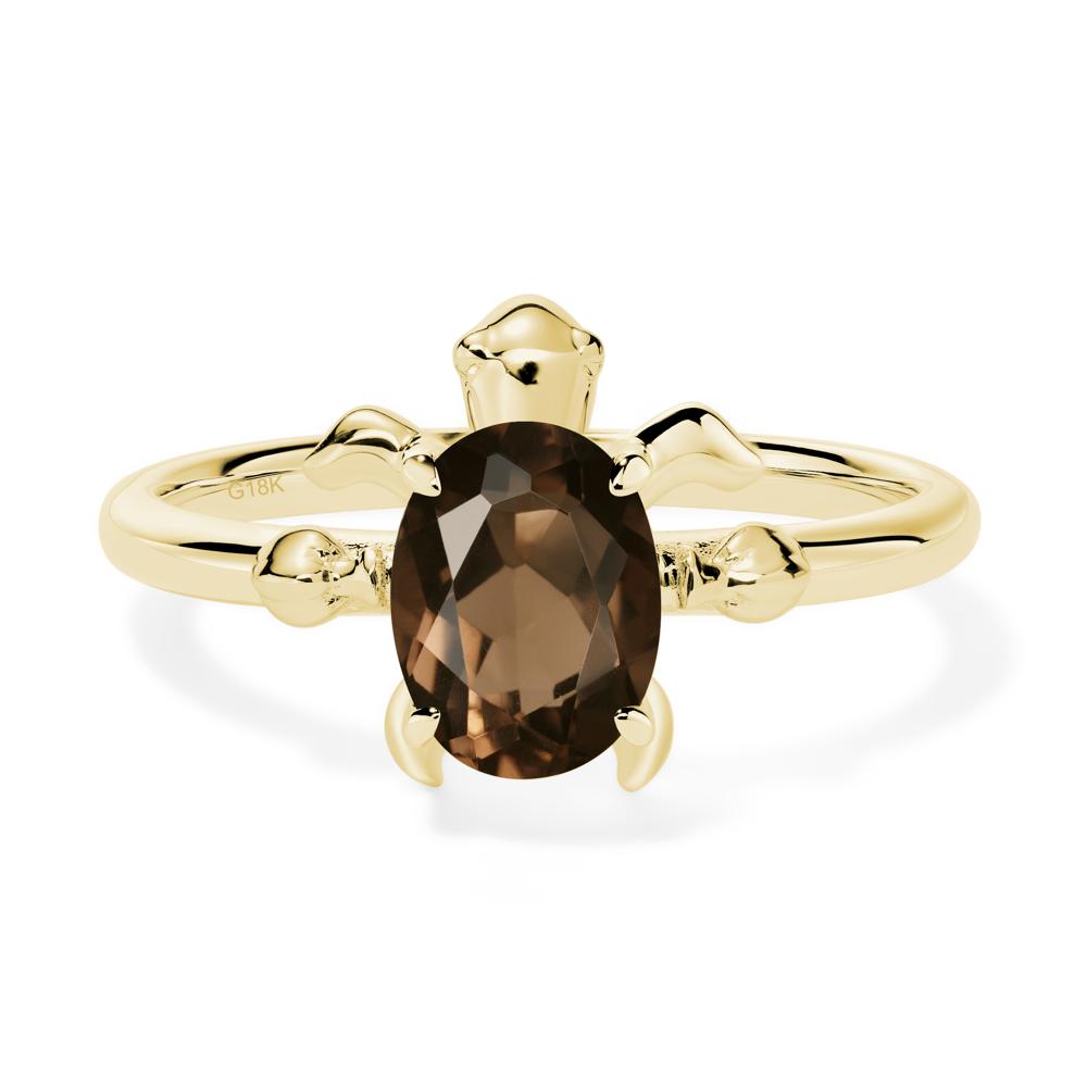 Oval Cut Smoky Quartz Turtle Ring - LUO Jewelry #metal_18k yellow gold