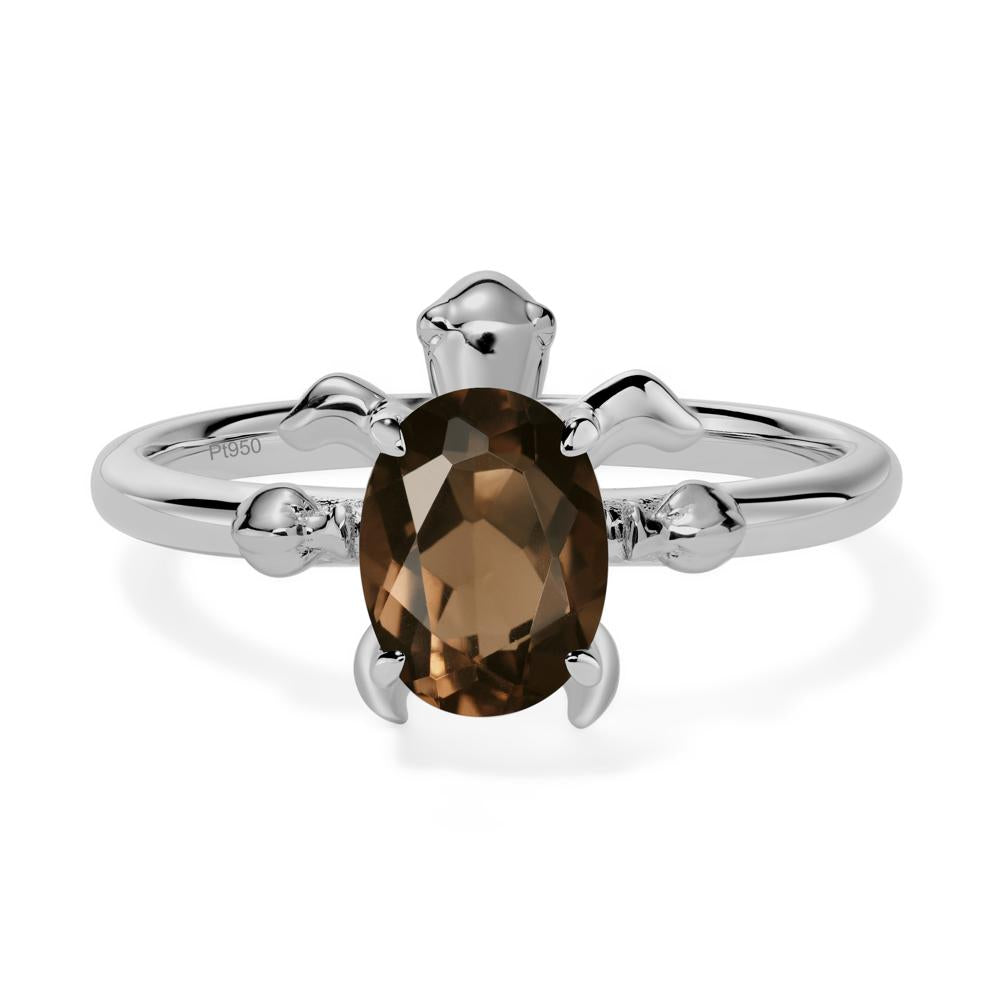 Oval Cut Smoky Quartz Turtle Ring - LUO Jewelry #metal_platinum