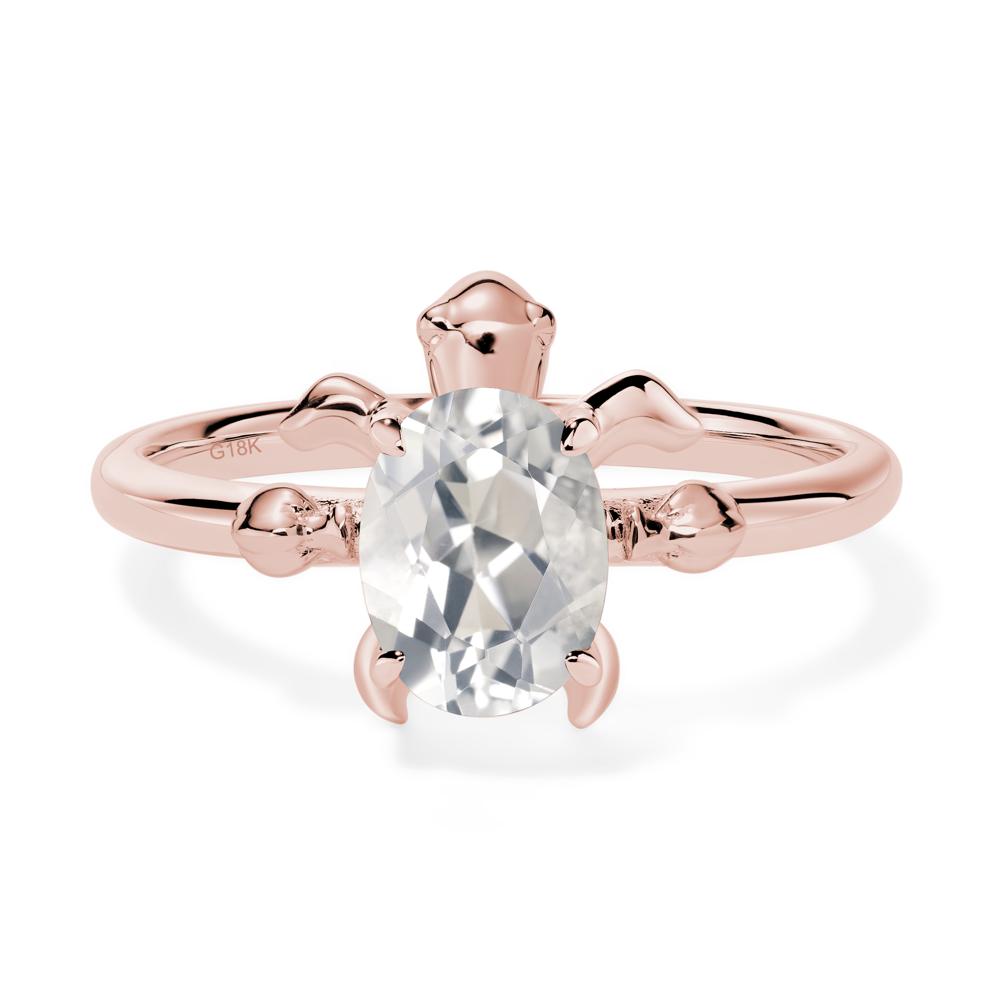 Oval Cut White Topaz Turtle Ring - LUO Jewelry #metal_18k rose gold