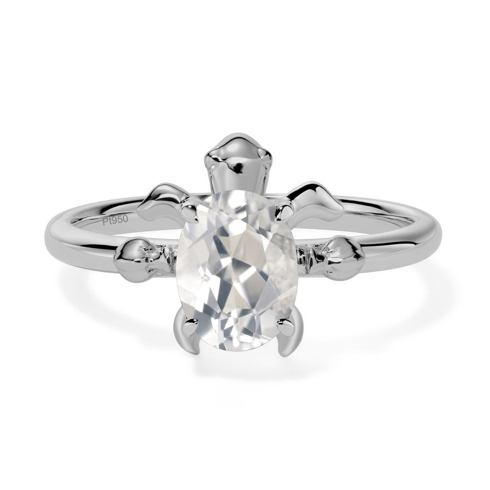 Oval Cut White Topaz Turtle Ring - LUO Jewelry #metal_platinum