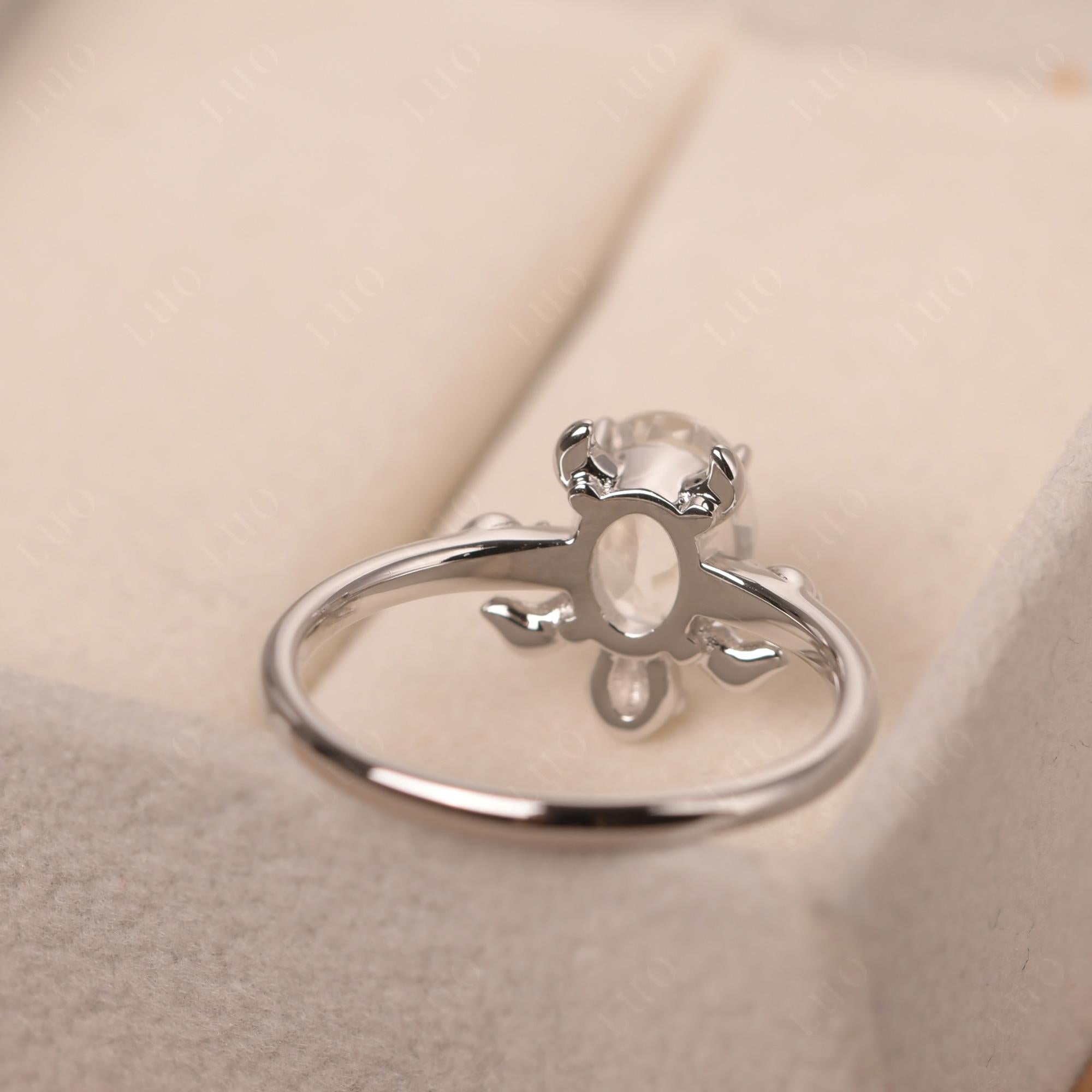 Oval Cut White Topaz Turtle Ring - LUO Jewelry