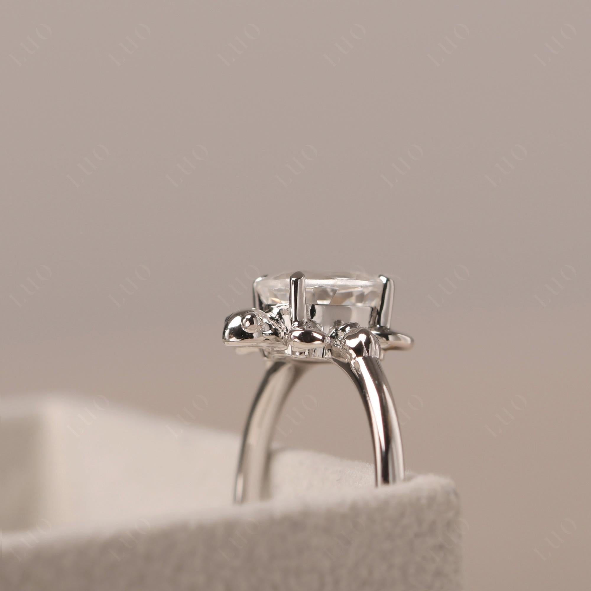 Oval Cut White Topaz Turtle Ring - LUO Jewelry