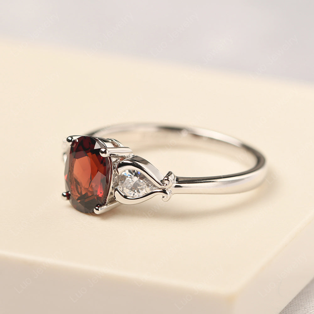 Vintage Garnet Ring With Pear Side Stones - LUO Jewelry