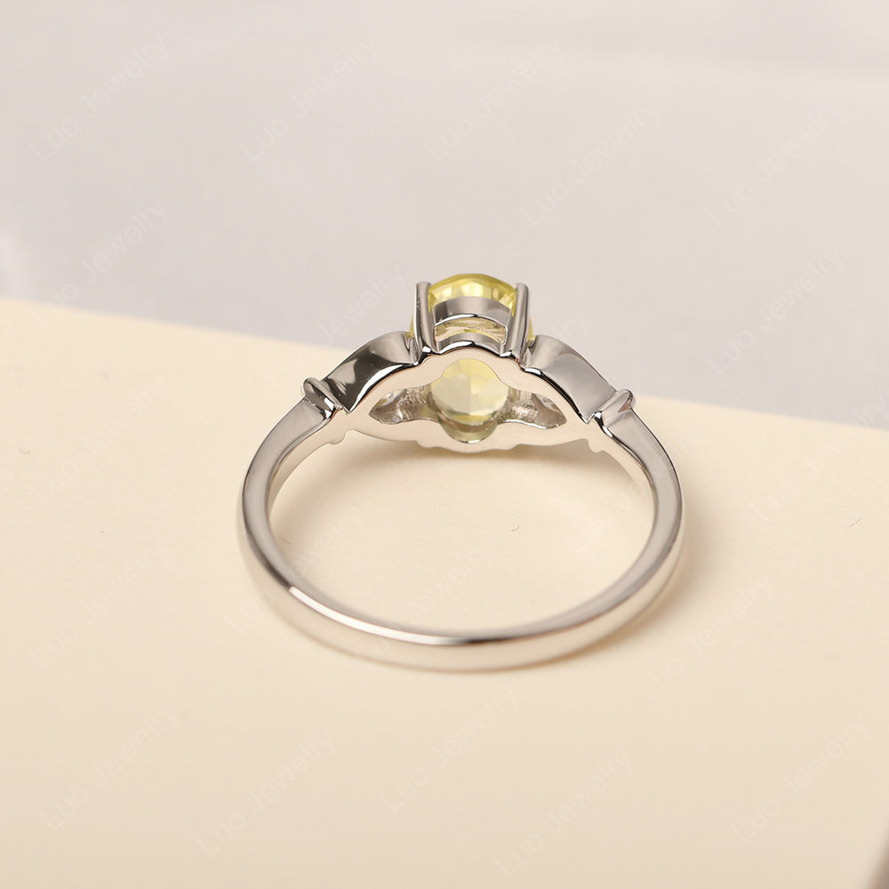 Vintage Lemon Quartz Ring With Pear Side Stones - LUO Jewelry