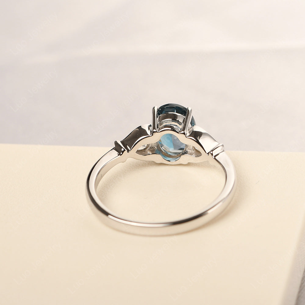 Vintage London Blue Topaz Ring With Pear Side Stones - LUO Jewelry