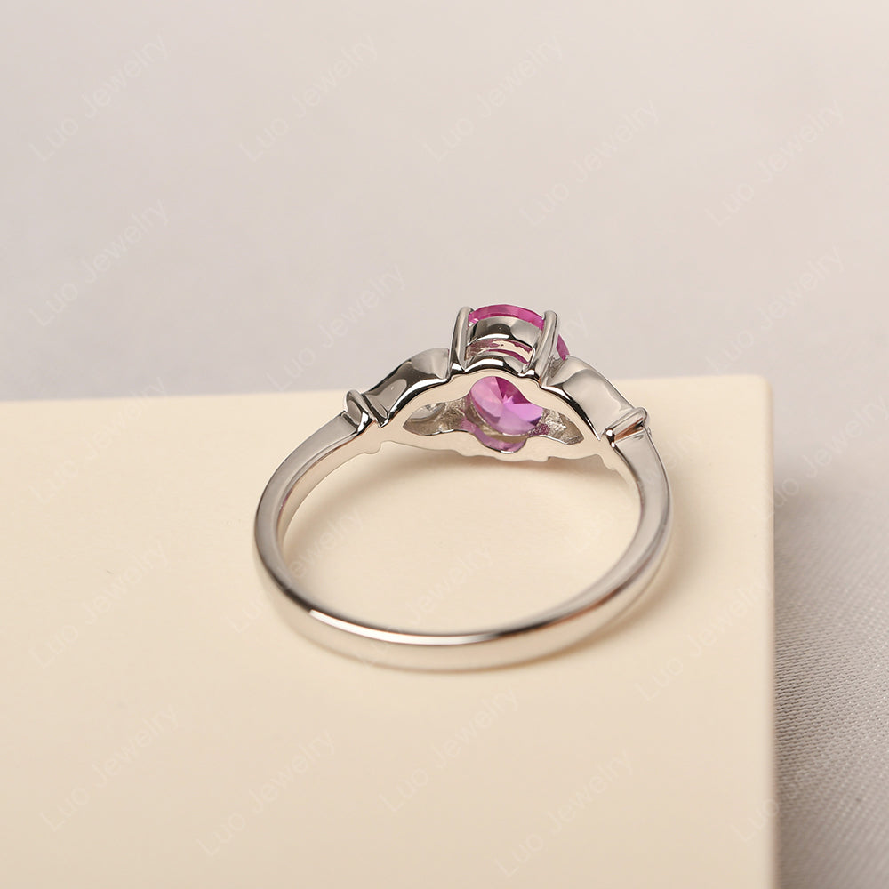 Vintage Pink Sapphire Ring With Pear Side Stones - LUO Jewelry