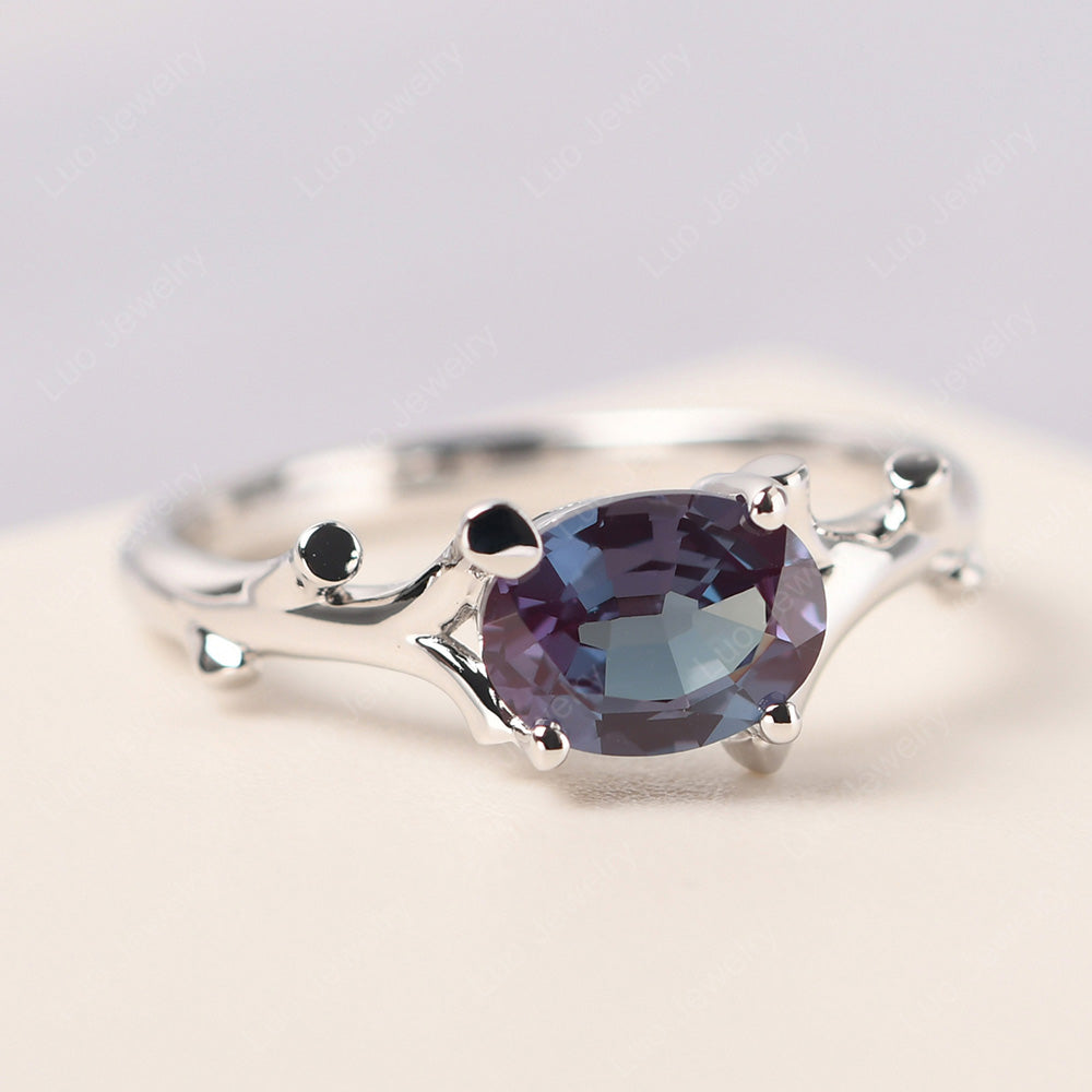 Oval Cut East West Alexandrite Ring Twig Ring - LUO Jewelry