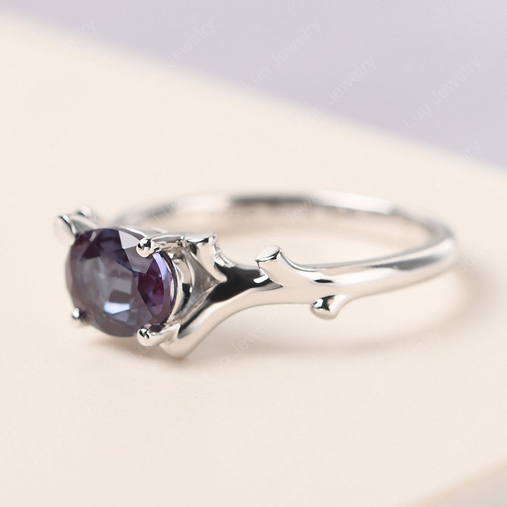 Oval Cut East West Alexandrite Ring Twig Ring - LUO Jewelry