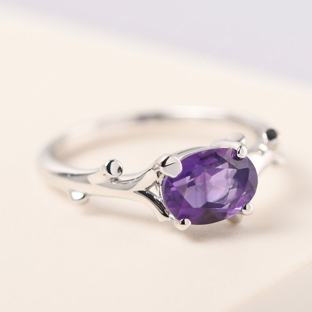Oval Cut East West Amethyst Ring Twig Ring - LUO Jewelry