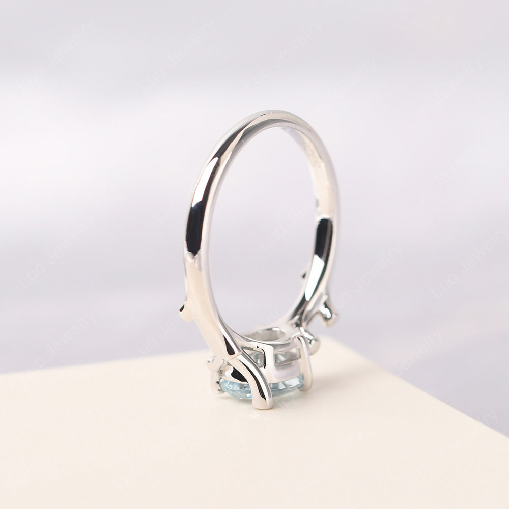 Oval Cut East West Aquamarine Ring Twig Ring - LUO Jewelry