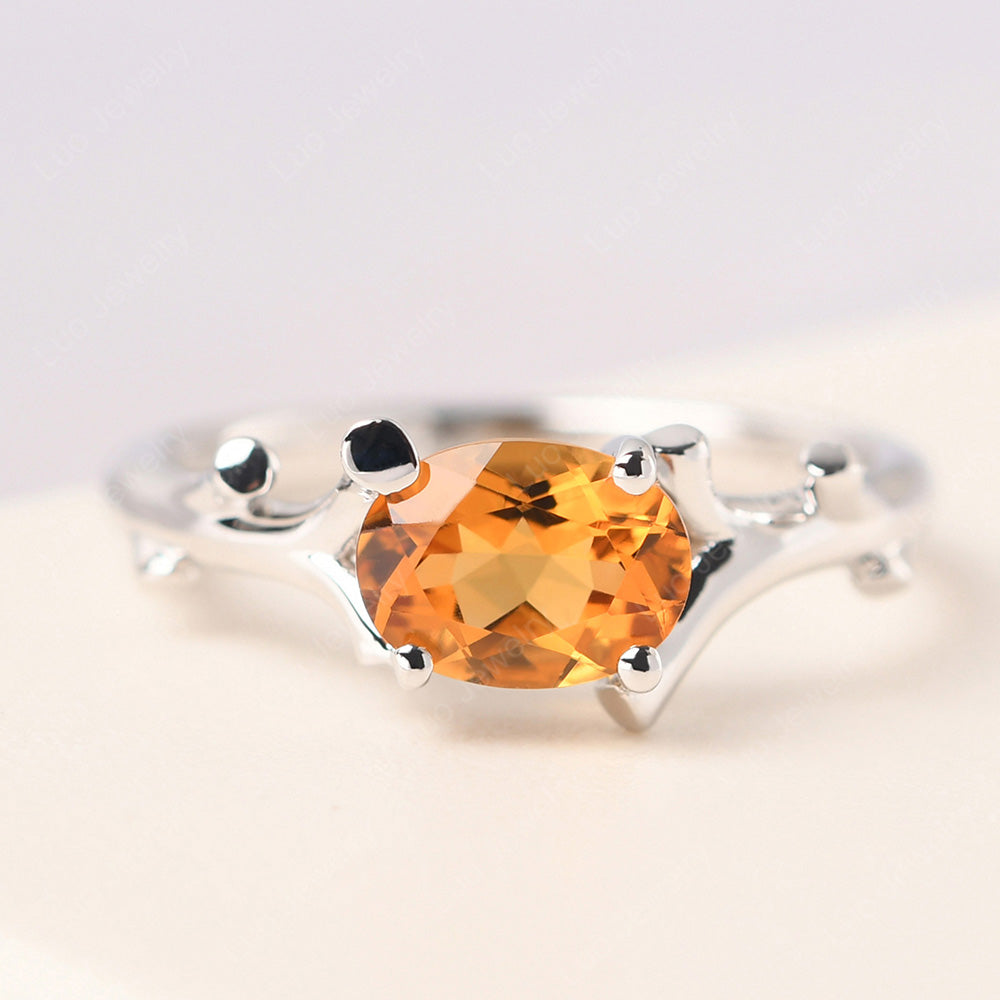 Oval Cut East West Citrine Ring Twig Ring - LUO Jewelry