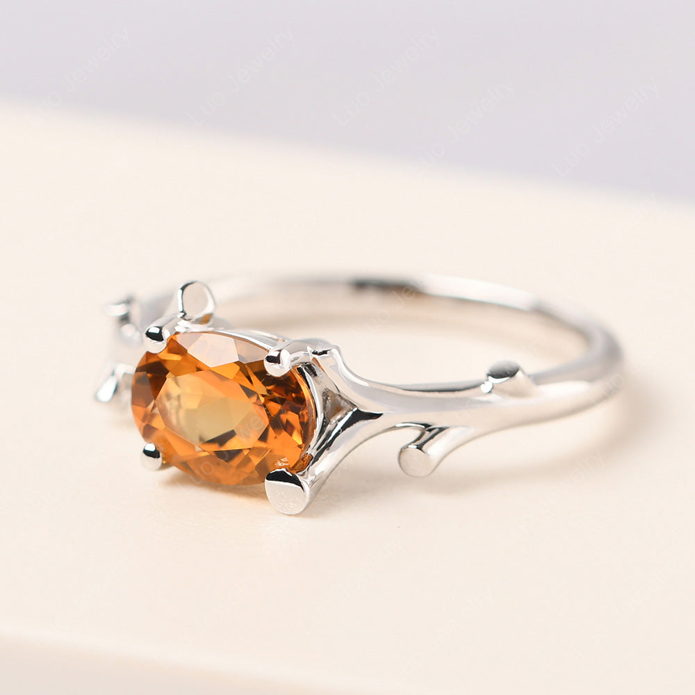 Oval Cut East West Citrine Ring Twig Ring - LUO Jewelry