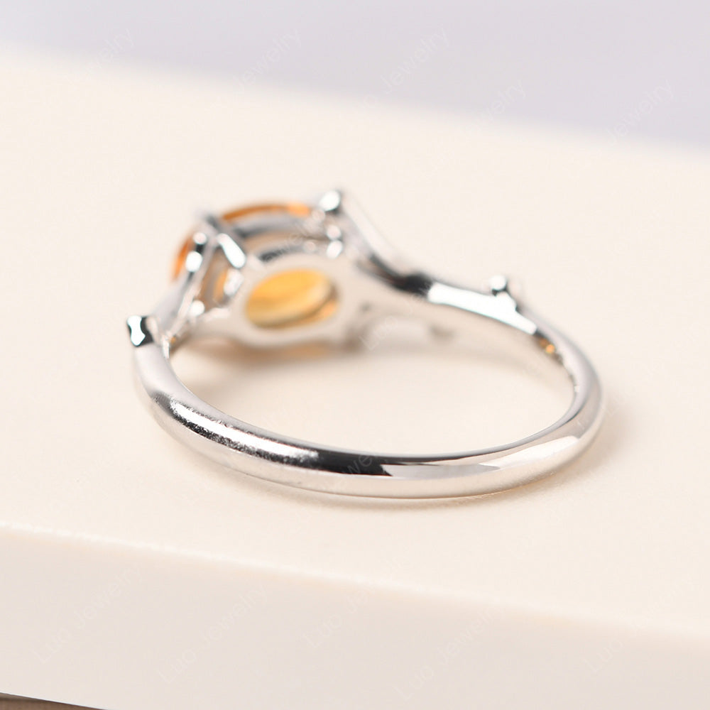 Oval Cut East West Citrine Ring Twig Ring - LUO Jewelry