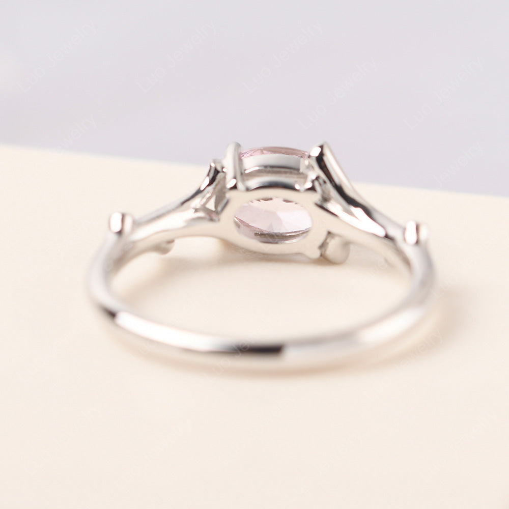 Oval Cut East West Cubic Zirconia Ring Twig Ring - LUO Jewelry