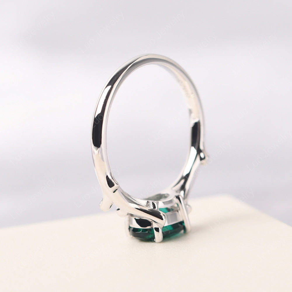 Oval Cut East West Emerald Ring Twig Ring - LUO Jewelry