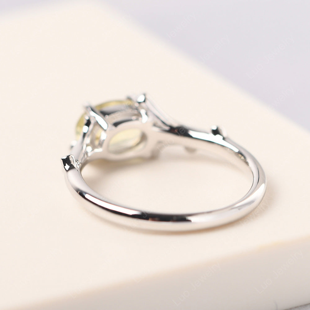 Oval Cut East West Lemon Quartz Ring Twig Ring - LUO Jewelry
