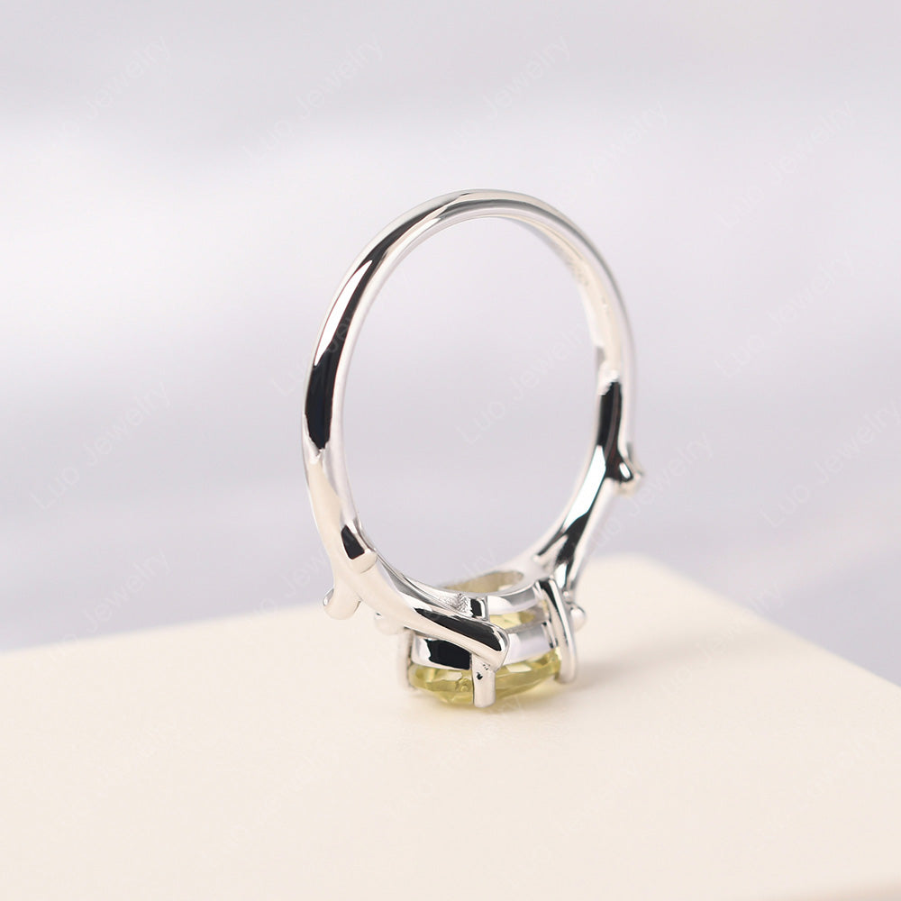 Oval Cut East West Lemon Quartz Ring Twig Ring - LUO Jewelry