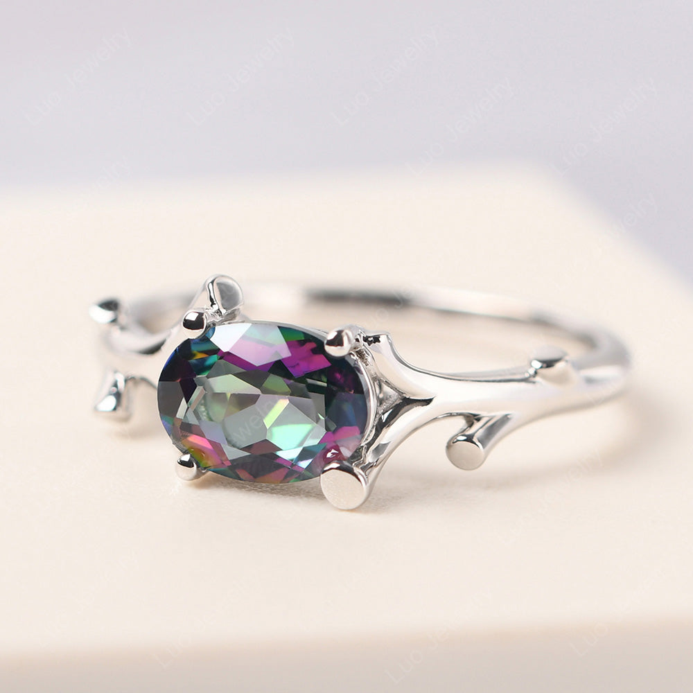 Oval Cut East West Mystic Topaz Ring Twig Ring - LUO Jewelry