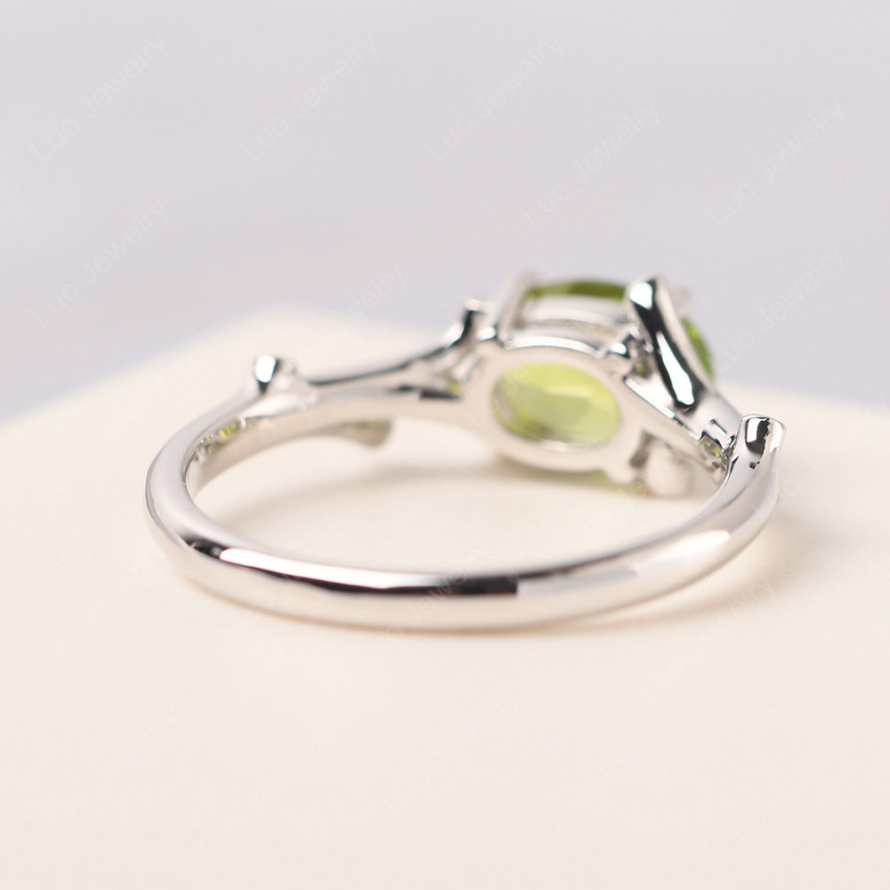 Oval Cut East West Peridot Ring Twig Ring - LUO Jewelry