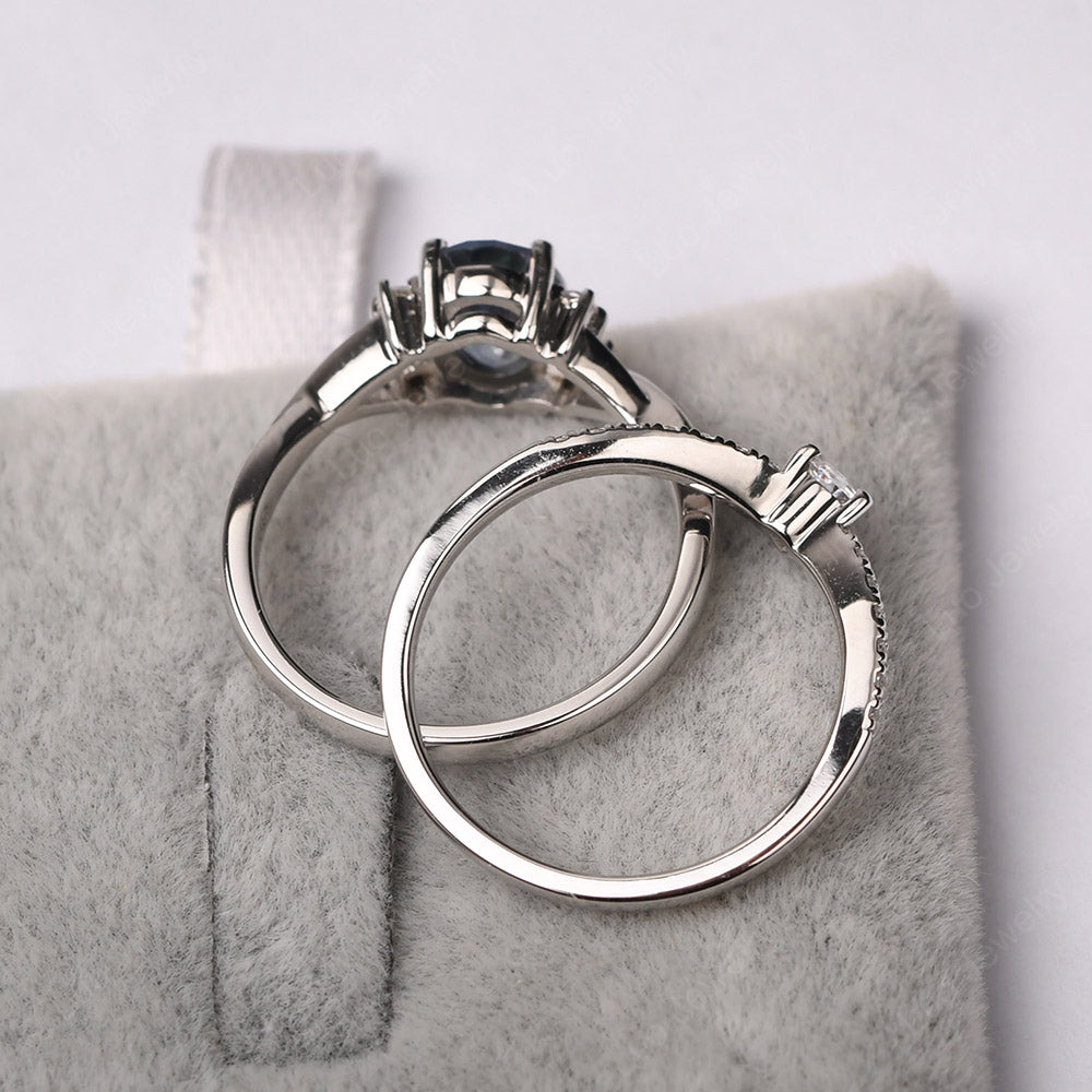 Split Shank Mystic Topaz Ring With Wedding Band - LUO Jewelry