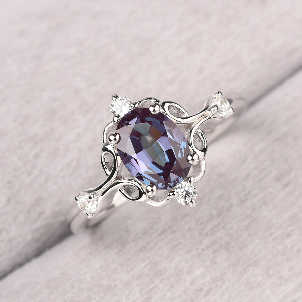 Alexandrite Ring Oval Vintage Engagement Ring - LUO Jewelry