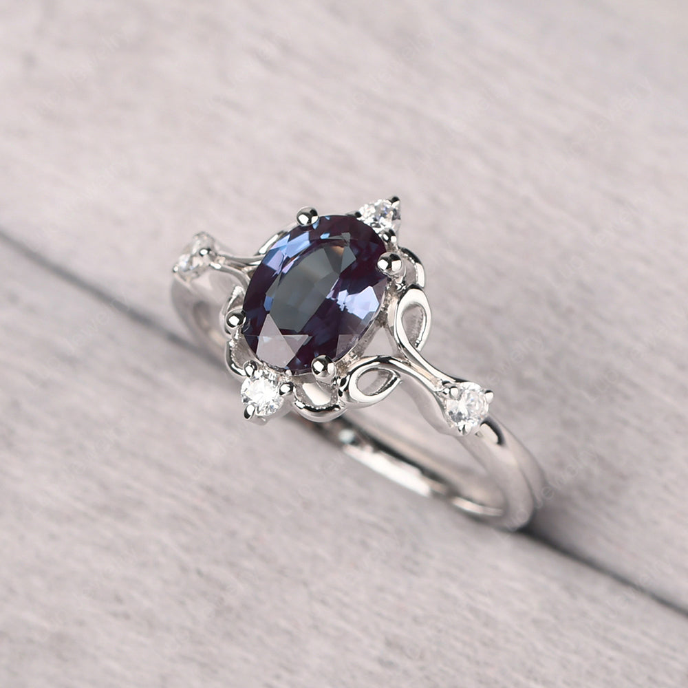 Alexandrite Ring Oval Vintage Engagement Ring - LUO Jewelry