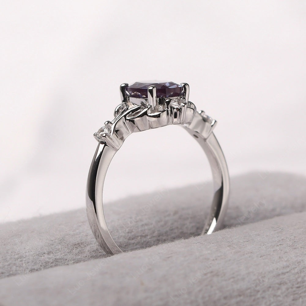 Alexandrite Ring Oval Vintage Engagement Ring - LUO Jewelry