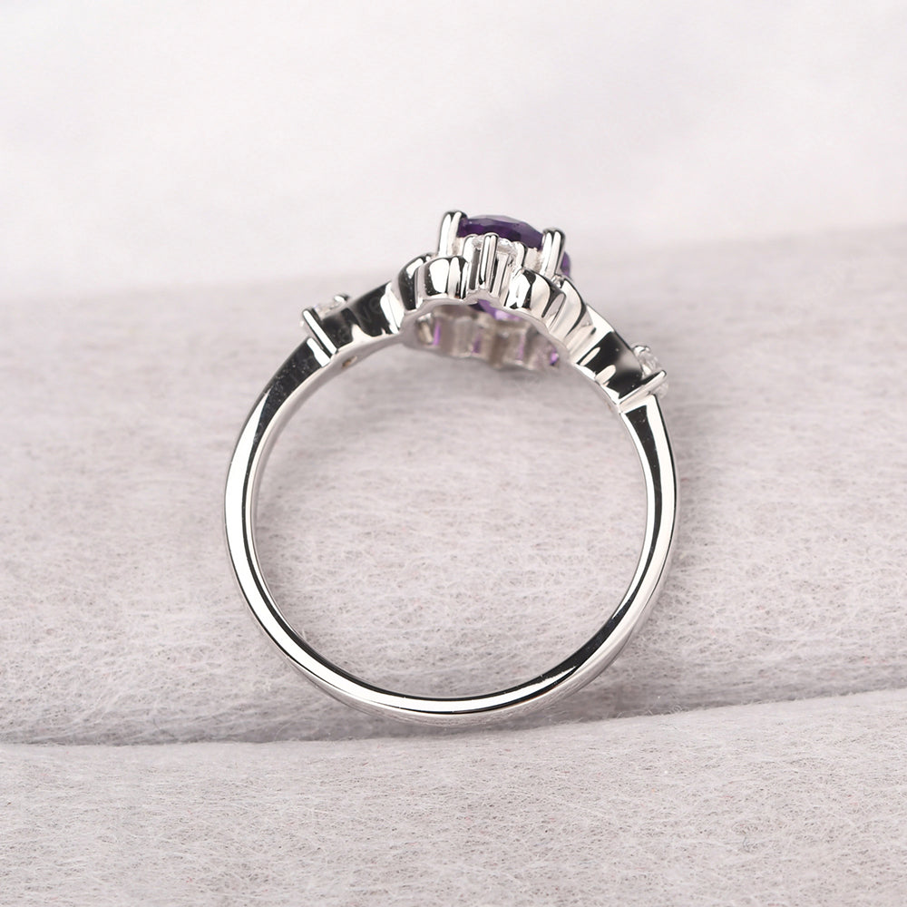 Amethyst Ring Oval Vintage Engagement Ring - LUO Jewelry