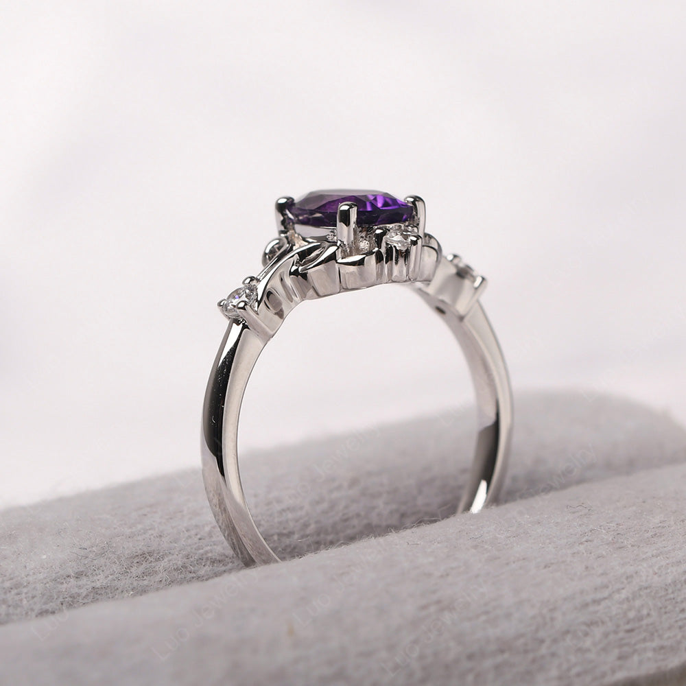 Amethyst Ring Oval Vintage Engagement Ring - LUO Jewelry