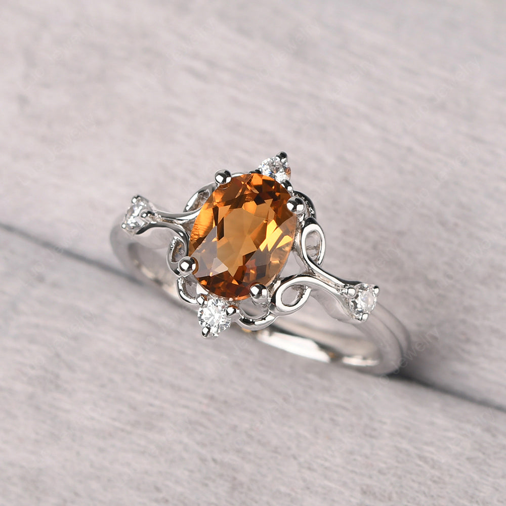 Citrine Ring Oval Vintage Engagement Ring - LUO Jewelry