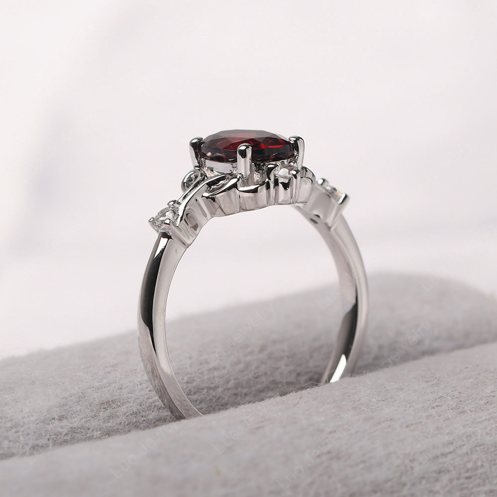 Garnet Ring Oval Vintage Engagement Ring - LUO Jewelry