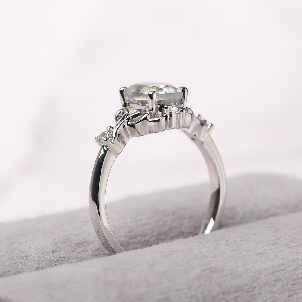 Green Amethyst Ring Oval Vintage Engagement Ring - LUO Jewelry