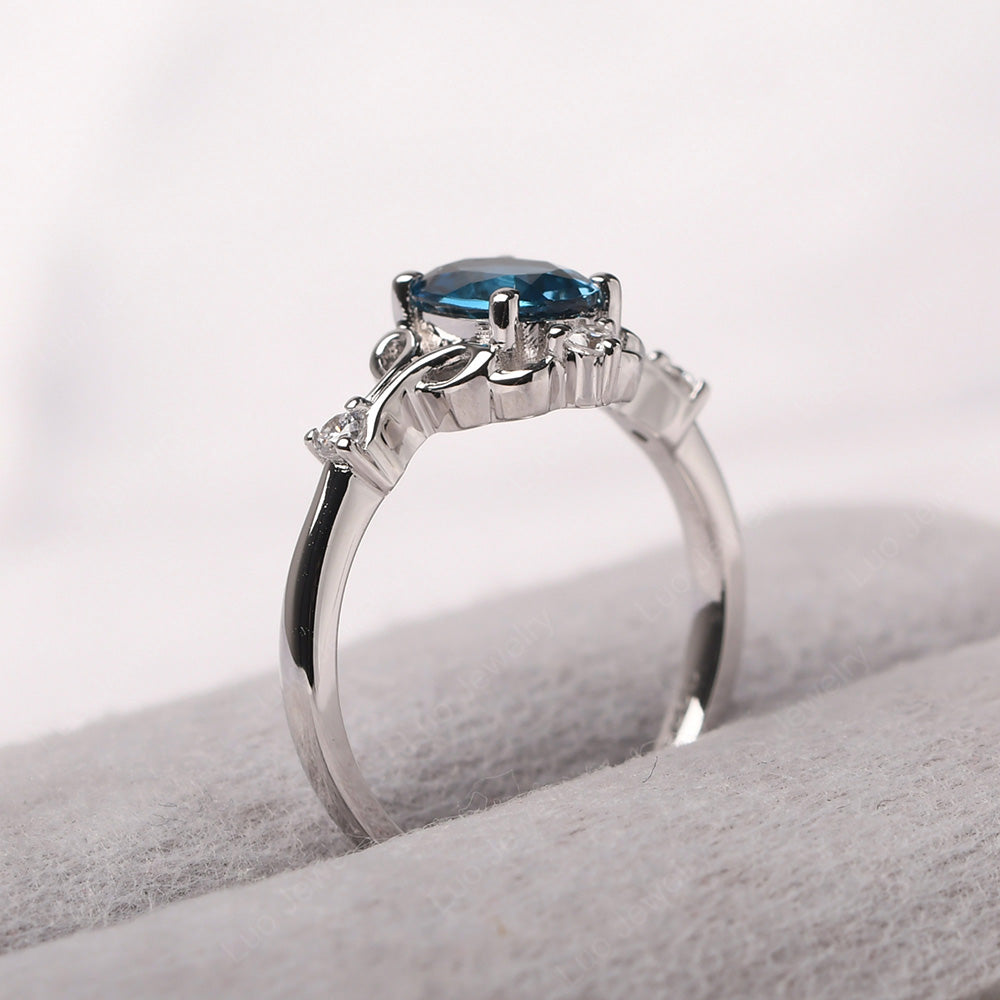 London Blue Topaz Ring Oval Vintage Engagement Ring - LUO Jewelry