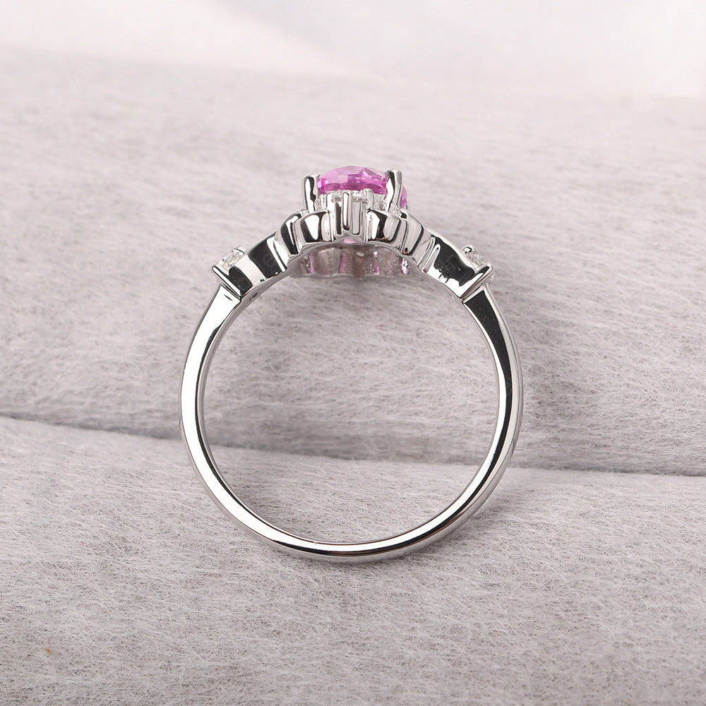 Pink Sapphire Ring Oval Vintage Engagement Ring - LUO Jewelry