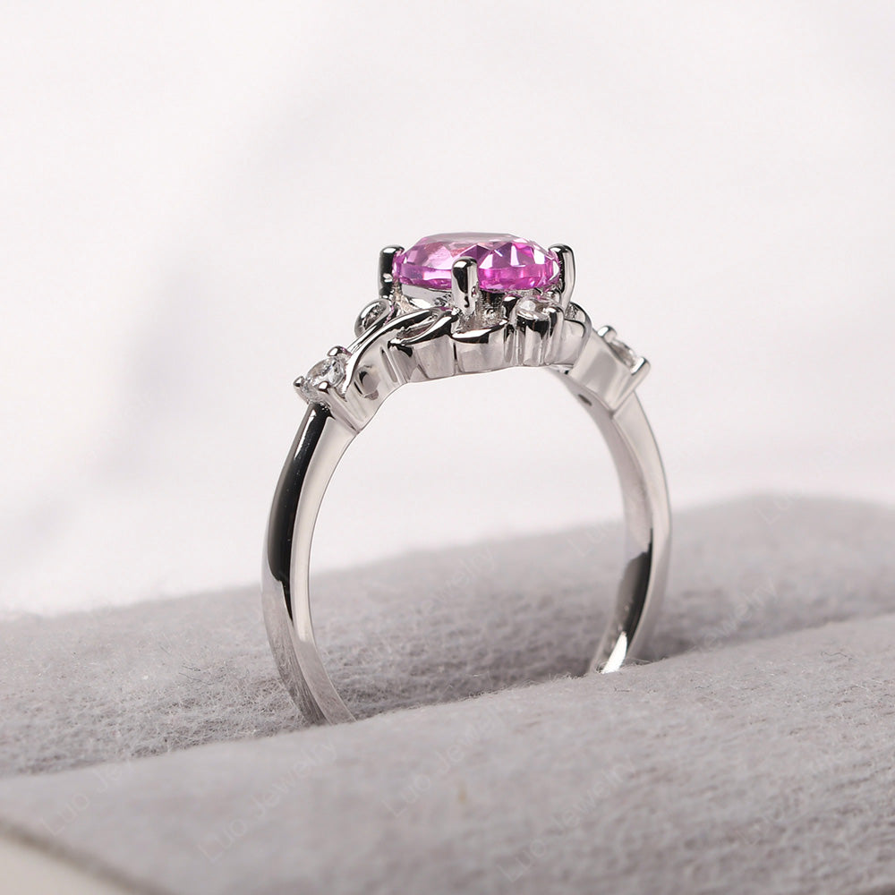 Pink Sapphire Ring Oval Vintage Engagement Ring - LUO Jewelry