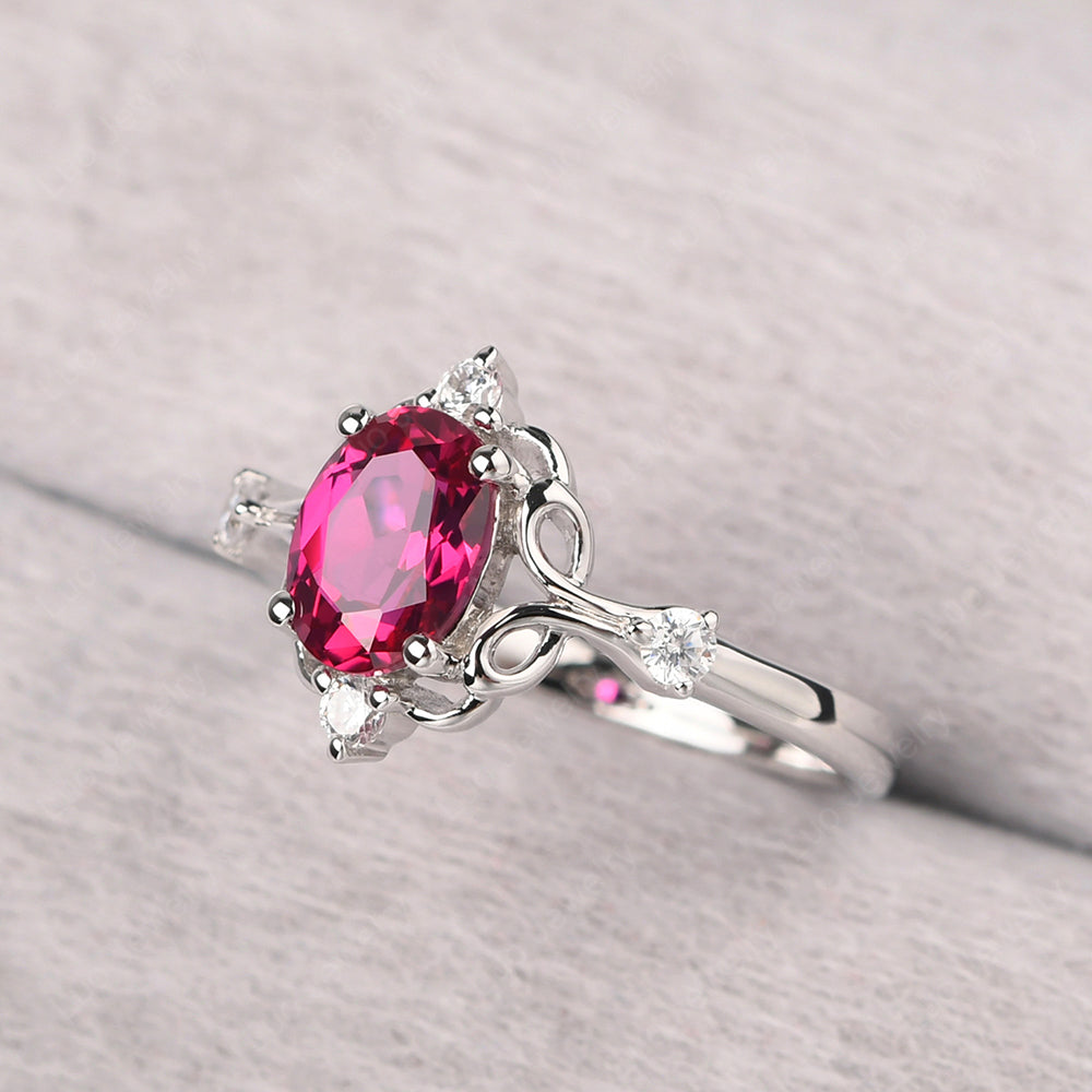 Ruby Ring Oval Vintage Engagement Ring - LUO Jewelry