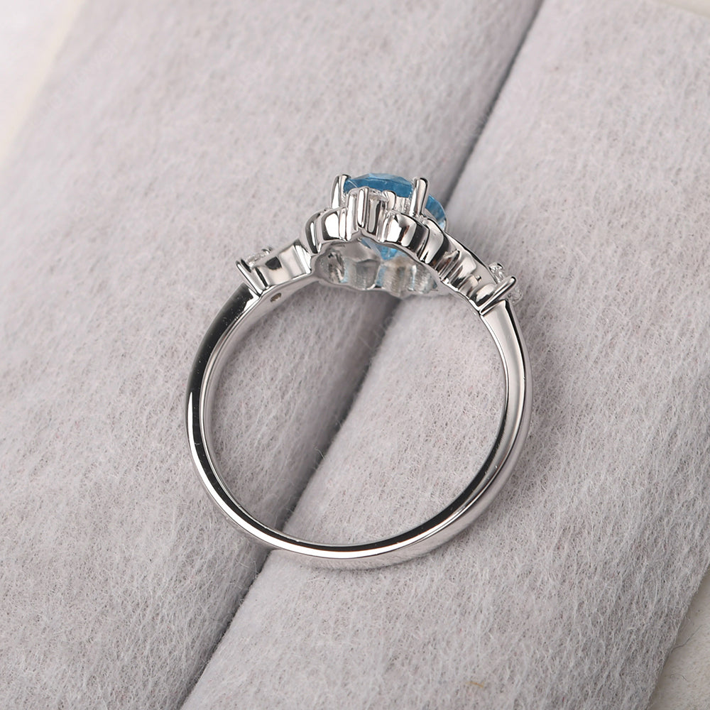 Swiss Blue Topaz Ring Oval Vintage Engagement Ring - LUO Jewelry