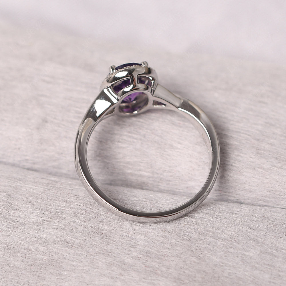 Oval Amethyst Halo Engagement Ring - LUO Jewelry