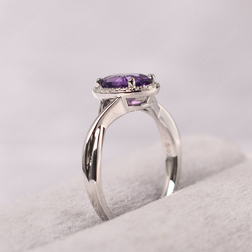 Oval Amethyst Halo Engagement Ring - LUO Jewelry